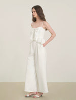 Load image into Gallery viewer, Bow Cami Pocket Maxi Jumpsuit in White
