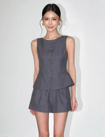 Load image into Gallery viewer, Tailored Peplum Vest // Shorts [2 Colours]
