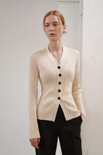 Load image into Gallery viewer, Korean Pocket Knit Cardigan in Cream
