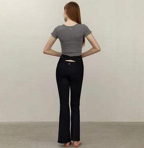 High Rise Cutout Back Flare Leggings [2 Colours]