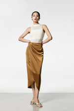 Load image into Gallery viewer, Asymmetric Wrap Skirt in Gold
