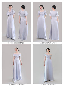 Satin Evening Maxi Dresses in Blue [4 Styles]