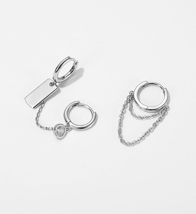 Asymmetric Hoop + Cuff Drape Earrings