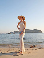 Load image into Gallery viewer, Drop Back Lace Mermaid Dress in White
