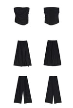 Load image into Gallery viewer, Linen Blend Gathered Bustier Top // Trousers // Maxi Skirt in Black

