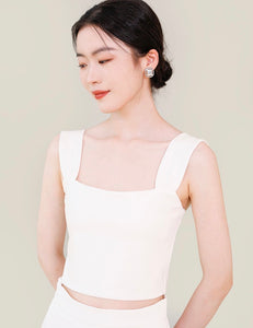 Cropped Stretch Strap Top in White