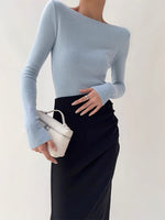 Load image into Gallery viewer, Knitted 2-Way Long Sleeve Top in Blue
