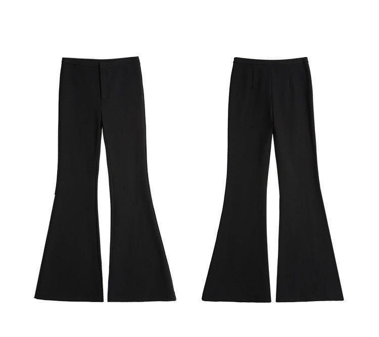 Trumpet Flare Stretch Trousers in Black