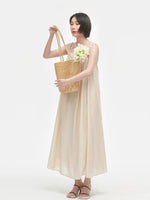 Load image into Gallery viewer, Twist Strap Crepe Maxi Dress in Cream
