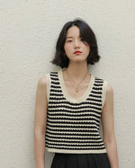 Load image into Gallery viewer, Knitted Striped Top in Black/Cream
