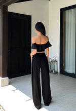 Load image into Gallery viewer, Wide Leg Side Button Trousers in Black
