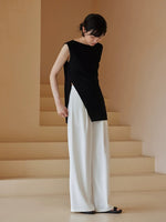 Load image into Gallery viewer, Sleeveless Side Slit Top in Black
