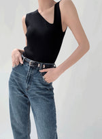 Load image into Gallery viewer, Asymmetric V Tank Top in Black
