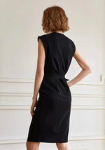 Load image into Gallery viewer, Sleeveless Boxy Wrap Dress in Black

