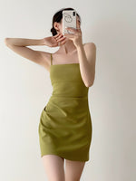 Load image into Gallery viewer, Gathered Mini Dress in Green
