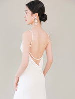 Load image into Gallery viewer, Drop Back Bead Drape Maxi Dress in White
