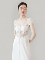 Load image into Gallery viewer, Bustier Lace Maxi Dress in White

