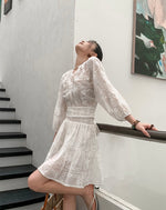 Load image into Gallery viewer, Floral Eyelet Flare Skirt in White
