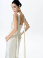 Load image into Gallery viewer, Satin Halter Bustier Top// Maxi Skirt in Cream
