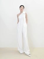 Load image into Gallery viewer, Toga Bow Maxi Pocket Jumpsuit in White
