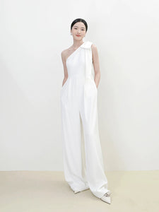 Toga Bow Maxi Pocket Jumpsuit in White