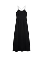 Load image into Gallery viewer, Contrast Cross Back Maxi Dress in Black
