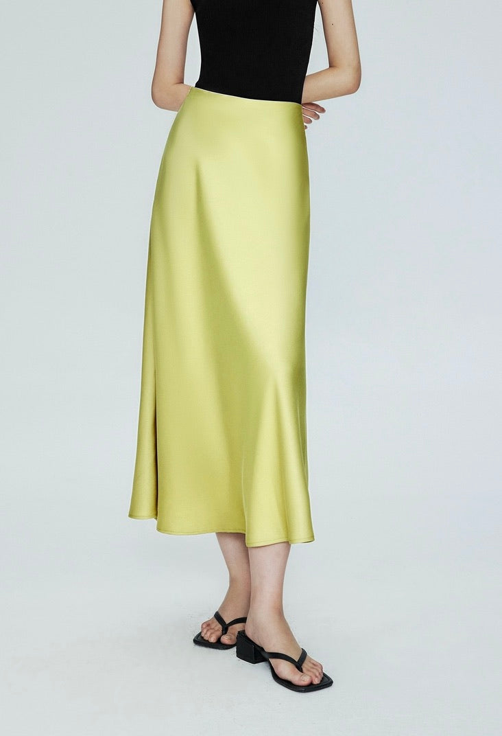 Classic Bias Cut Slip Skirt in Yellow