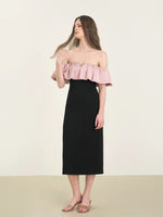 Load image into Gallery viewer, Off Shoulder Ruffle Dress in Black
