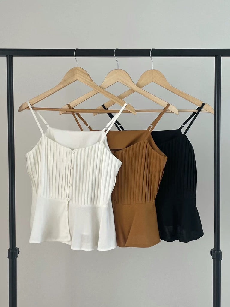 Korean Linen Pleated Camisole - [3 Colours]