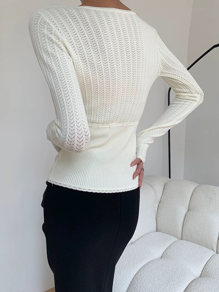 Fine Knit Ribbon Top [3 Colours]