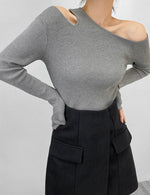 Load image into Gallery viewer, Toga Cutout Knit Top in Grey
