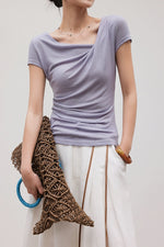 Load image into Gallery viewer, Tencel Blend Asymmetric Gathered Top [4 Colours]
