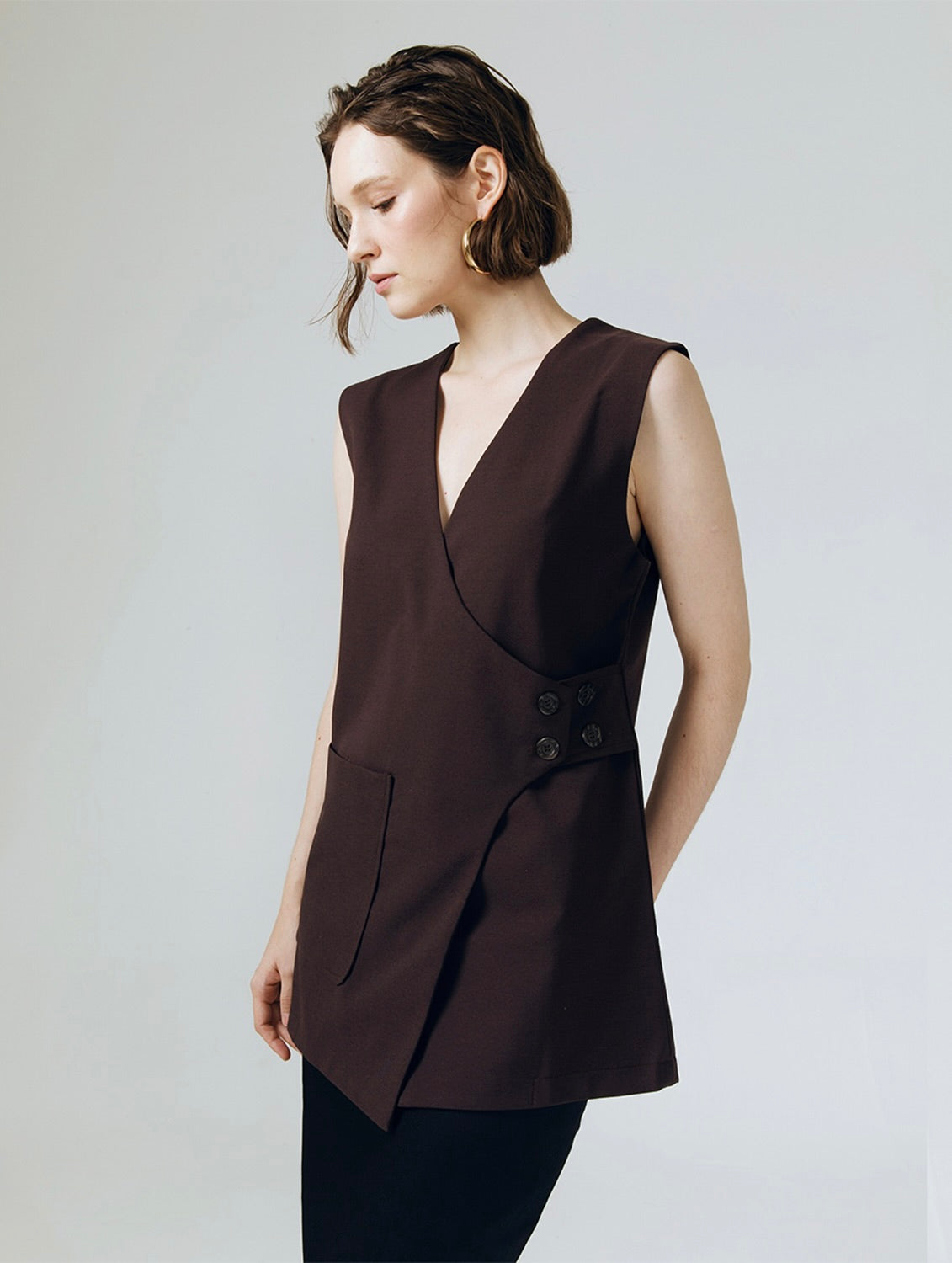 Helsey Tailored Vest in Brown