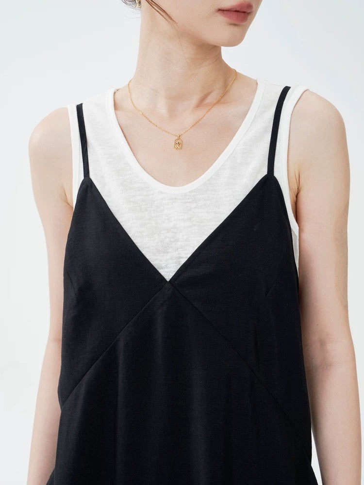 2 Piece Tank + Drop Back Pocket Maxi Dress Set in Black