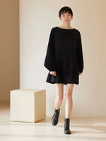 Load image into Gallery viewer, 2-Way Long Sleeve Flare Dress in Black
