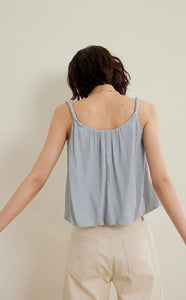 Twist Strap Crepe Top in Blue