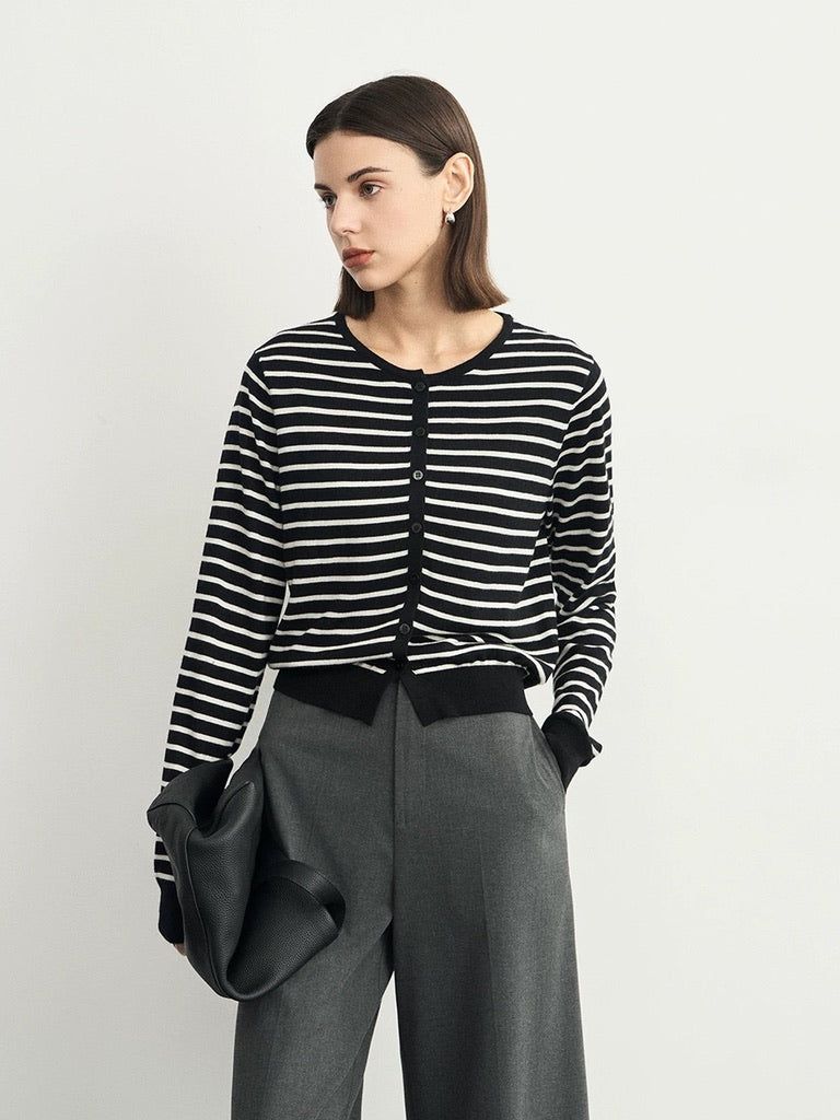 Light Knit Striped Cardigan [2 Colours]