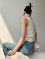 Load image into Gallery viewer, Sleeveless Twist Knit Top in Cream
