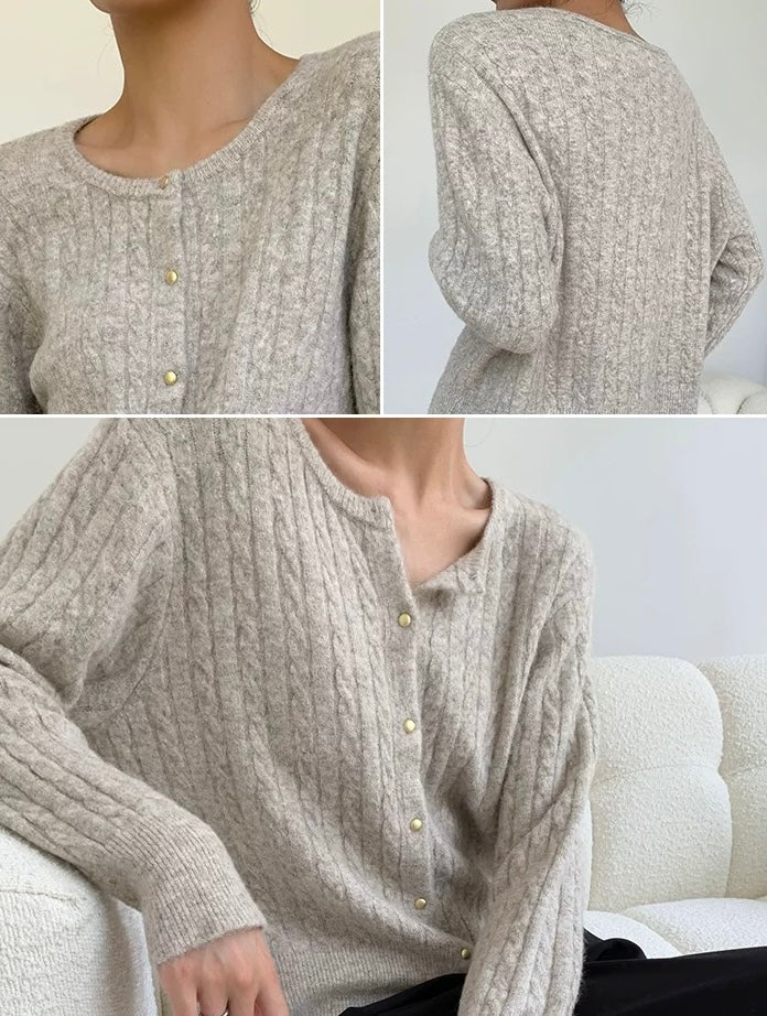 Light Woolly Cardigan in Griege