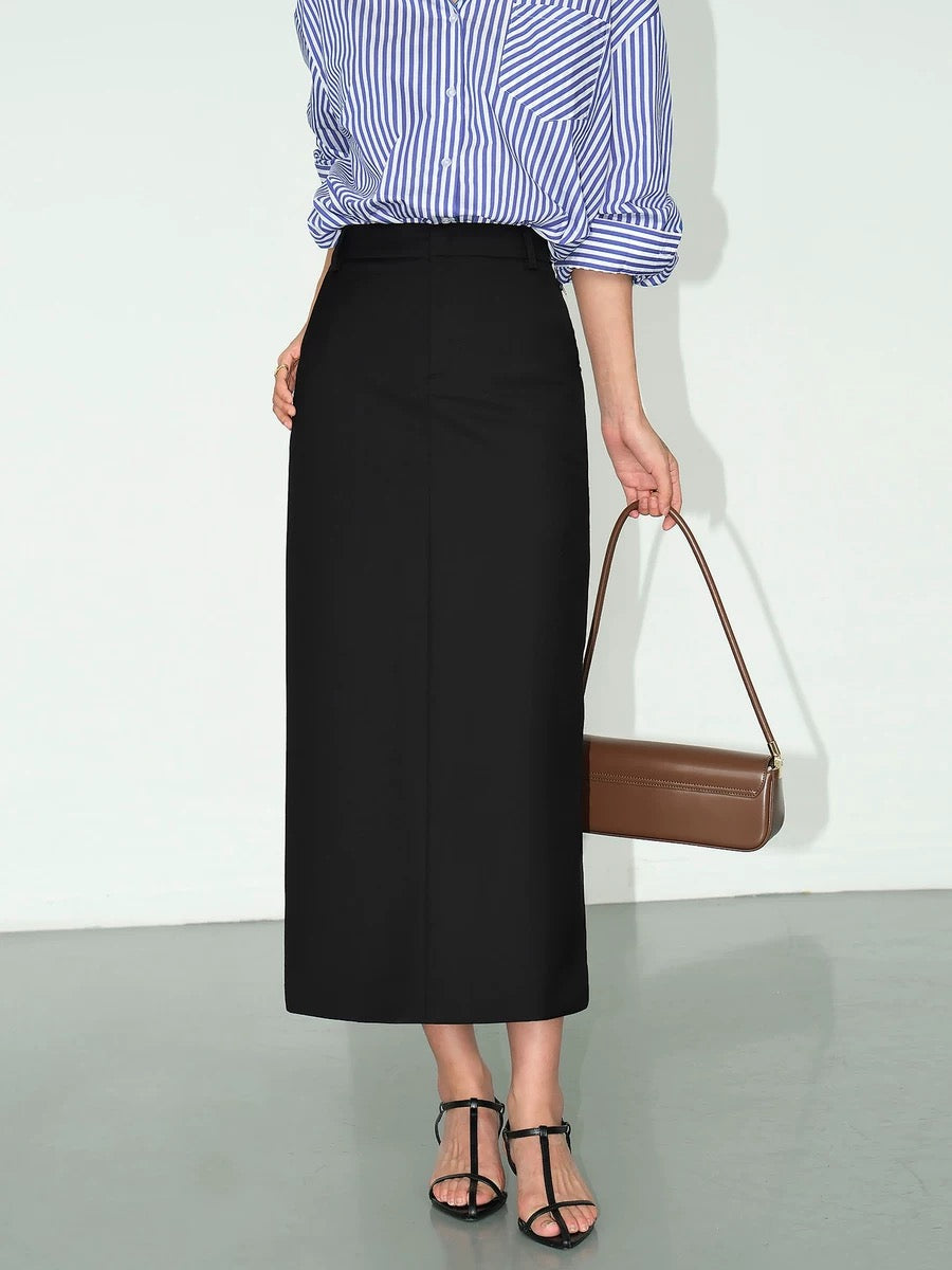 Midaxi Pocket Shift Skirt in Black