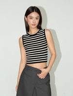 Load image into Gallery viewer, Striped Cropped Knit Tank Top in Black/White
