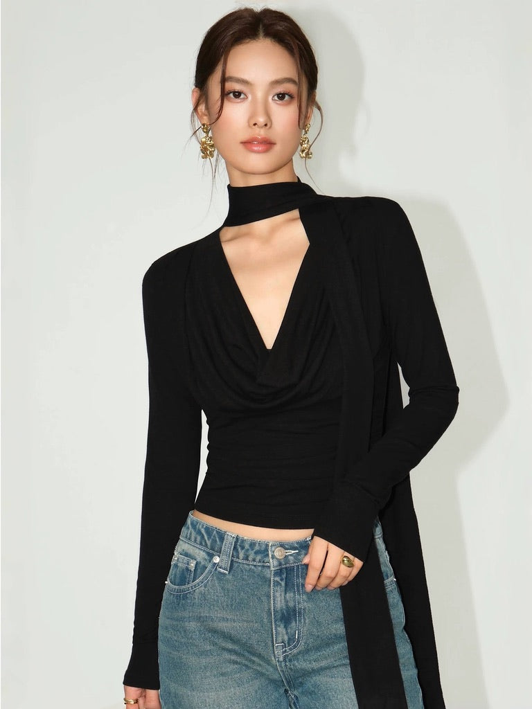 Drape Neck Tie Top [2 Colours]