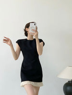 Load image into Gallery viewer, Sheath Ruffle Hem Dress in Black
