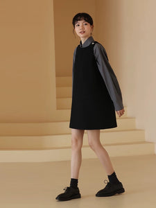 Tweed Sleeveless Button Shift Dress in Black