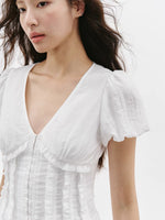 Load image into Gallery viewer, Tencel Blend Ruffle Blouse in White
