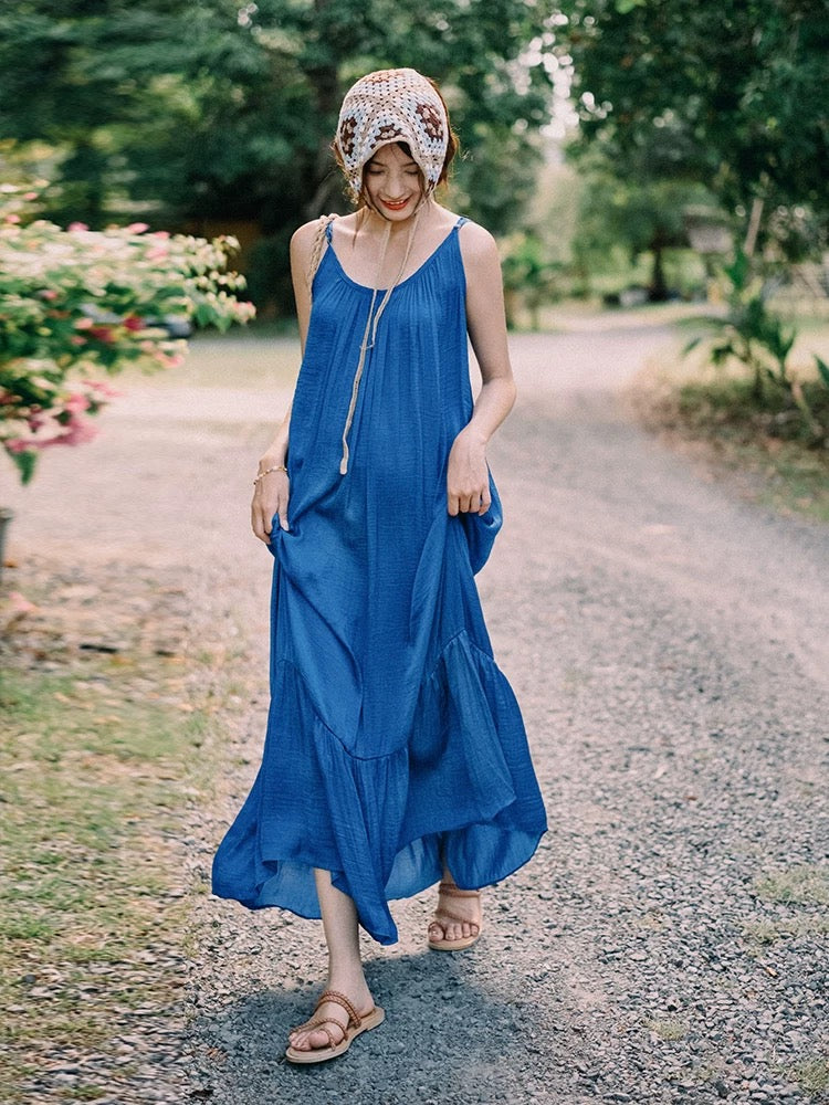 Drop Back Cami Maxi Dress in Blue – LEXI + LOU