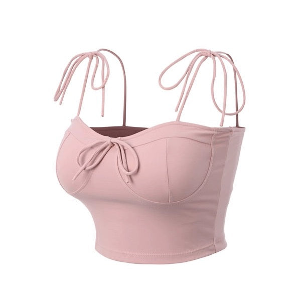 Padded Ribbon Tie Bustier Top [3 Colours]