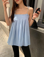 Load image into Gallery viewer, Pleated Tie Long Cami Top in Blue
