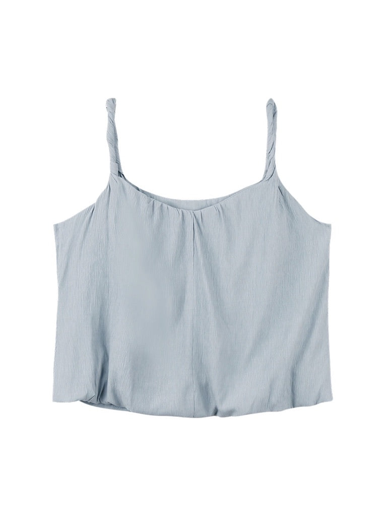 Twist Strap Crepe Top in Blue