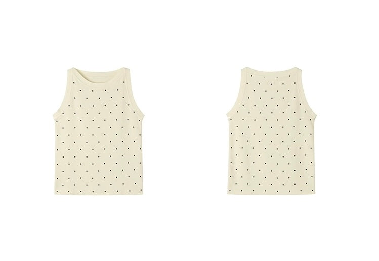 Fine Knit Polka Top in Cream